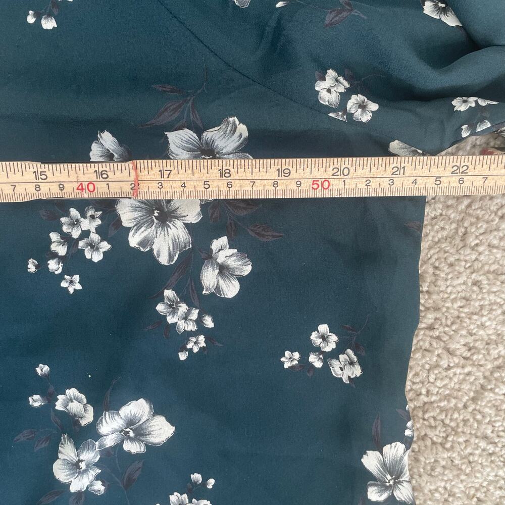 NWT Papermoon Larie tie-sleeve blouse in a dark teal with floral print Sz XL - Picture 10 of 11